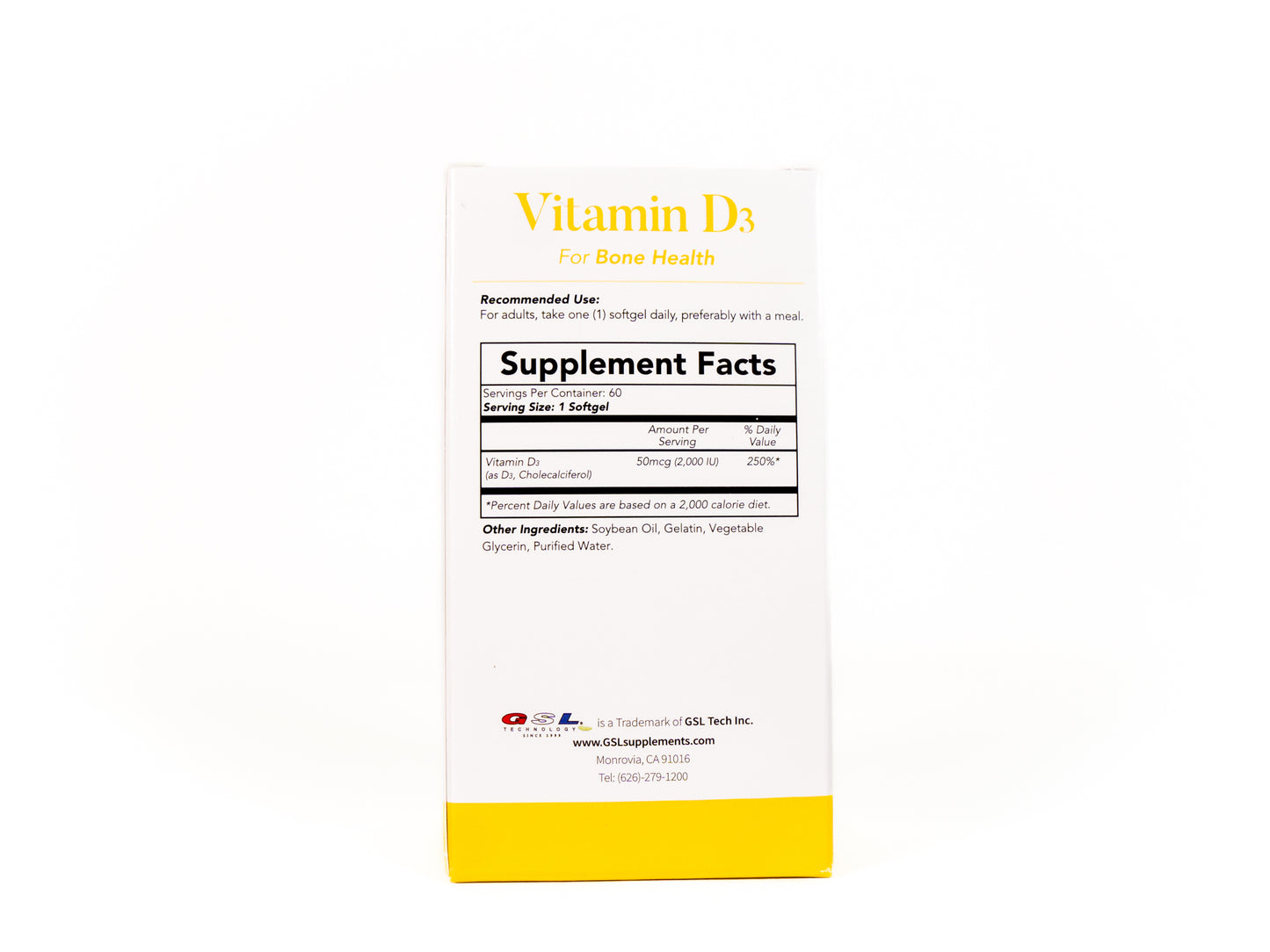 Vitamin D3 | 50 mcg (2000 IU) Per Softgel | Dietary Supplement for Bone Health | Made in USA