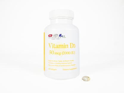 Vitamin D3 | 50 mcg (2000 IU) Per Softgel | Dietary Supplement for Bone Health | Made in USA